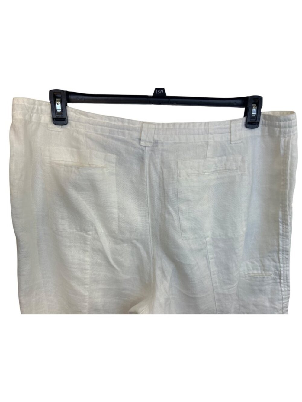 Talbots Irish Linen Cropped Pants Women's 18W White Drawstring Waist Resortwear - Picture 11 of 16
